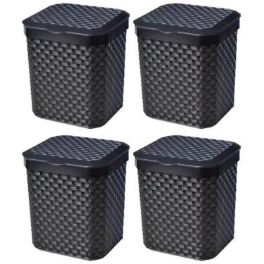 Imagem de Kit 4 Cesto De Lixo Banheiro 5 Litros Lixeira Cozinha Rattan - Arqplas