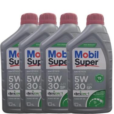Imagem de Kit 4 Litros Óleo Lubrificante de Motor Mobil Super API SP 5W30 100% S