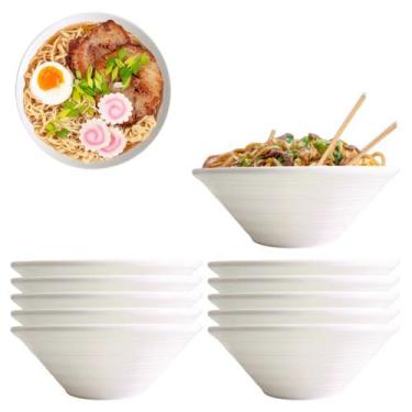 Imagem de 10 Tigelas Japonesa Bowl Ondulado e, Melamina Premium 1L - Chinatown