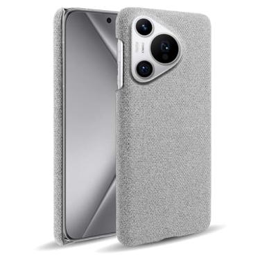 Imagem de Capa para Huawei Pura 70 Pro+,Capa desenhada em lona,Case Protetora Ultrafina com Empunhadura Macia,Design em Tecido Antichoque e Antiarranhões-Light gray