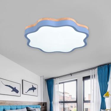 Imagem de Lustre de escada com luz de teto LED regulável, 23,6 polegadas, moderno, minimalista, em forma de flor, madeira, metal e acrílico, luz de teto embutida para corredor, hall de entrada, closet