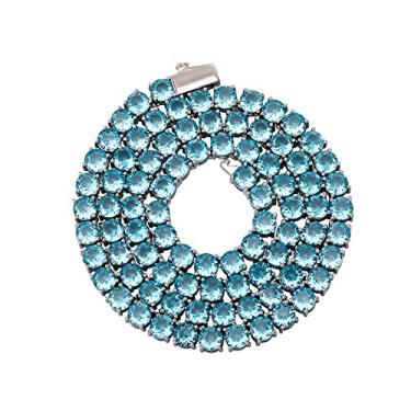 Imagem de OYOGAA Colares femininos de tênis baguete colorido de 5 mm, banhado a prata dourada 14 K, 5+, zircônia cúbica, tênis, masculino, corrente feminina, 22 inch, Latão, Zircônia cúbica