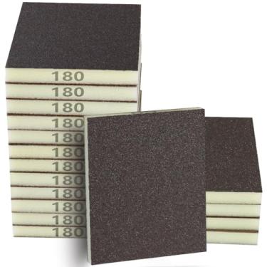 Imagem de Necosthua 16 peças de esponja de lixa de 180 grãos, bloco de lixa grossa fina, lavável e reutilizável, esponja de lixa seca úmida e reutilizável, esponjas de lixadeira para madeira, drywall, metal