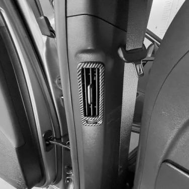 Imagem de YOUTOOCAR Moldura de acabamento de saída de ar condicionado estilo fibra de carbono B-pillar capa AC compatível com acessórios Kia EV6 2021 2022 2023