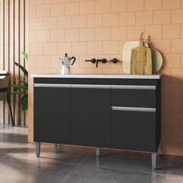 Imagem de Balcão De Pia Ambiente Tatiane 145 Cm Preto Fosco - Ajl - AJL MÓVEIS