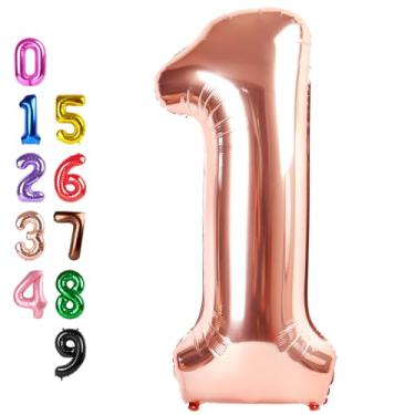 Imagem de One Balloons Number for First Birthday, Balloon Numbers 40 Inch, Rose Gold for Baby Shower, Big Baloon for 1 11 12 13 16 18 21 Birthday Wedding Anniversaries Party