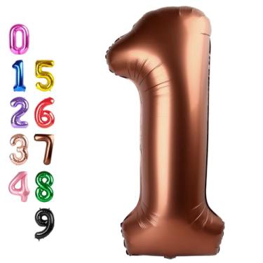 Imagem de 1 Balloons Number for First Birthday, Balloon Numbers 40 Inch, Coffee Brown for Baby Shower, 1St Big Baloon for 1 11 12 13 16 18 21 Birthday Wedding Anniversaries Party