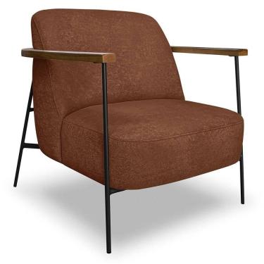 Imagem de Poltrona Para Sala Pés Metálicos Ellen S06 Boucle Terracota - Mpozenato