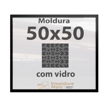 Imagem de Moldura para Quebra Cabeça Cabeca 50x50 750 peças Com Vidro para Quadro Puzzles Ravensburger cor Preta