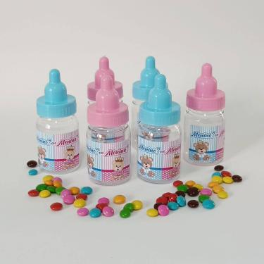 Imagem de Mamadeirinha para Lembrancinha Chá Revelação Urso Príncipe e Ursa Princesa Pacote com 10 unidades