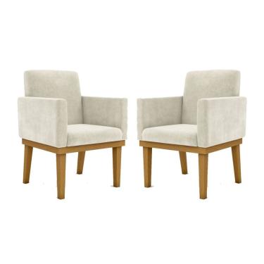 Imagem de Kit 02 Cadeiras C/Base Mesa/Estudos Poltrona bege