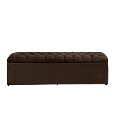 Imagem de Calçadeira Baú Casal 138 Cm Imperatriz Suede Marrom Escuro