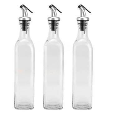 Imagem de Kit 1, 2 ou 3 Galheteiro Garrafa Porta Azeite Vinagre de Vidro Com Dosador 300ML e 500ML(KIT 2 PÇS - 500ML)