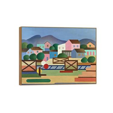 Imagem de Tarsila do Amaral Famosas Impressões em Tela-Imagem arte parede lona-Moldura Madeira Pintura decoração quarto Sala de estar(nível) 20x25cm