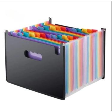 Imagem de Pasta DobráVel Colorida com 12 DivisóRias de PláStico para Guardar Documentos(24 divisórias,2 unidade)