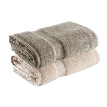 Imagem de Jogo de Toalha de Banho Super Soft Zero Twist, 2 peças, 70x140cm, Algodão, Toque Macio, 500g/m², Altihaus, Alta Absorção, Durabilidade (Bege/Taupe)