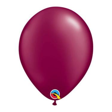 Imagem de Balão de Festa Látex Liso Pearl (Perolado) - Burgundy (Vinho) - Qualat
