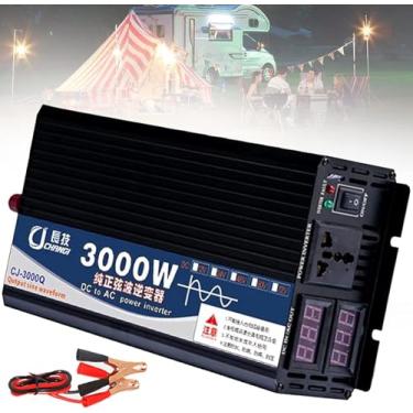 Imagem de Inversor De Energia Sie Wave Puro Dc 12v 24v 48v 60v Para Ac 110v-220v Inversor De Energia Para Carro Com Tomadas Ca E Display Lcd Para Ferramentas De Emergência Para Viagen, 12Vto220V, 4000W