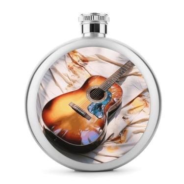 Imagem de Cantil de aço inoxidável, impressão de guitarra acústica em aquarela, clássico, cantil, cantil, garrafa de viagem, garrafa de metal portátil