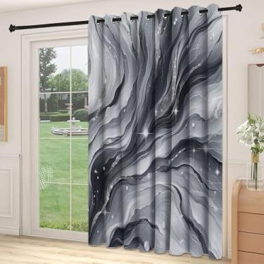 Imagem de Divisória de parede de cortina de divisória cinza, design monocromático, atmosfera estrelada do espaço sideral com nuvens e listras rodopiantes, para quarto, jardim de infância, sala de estar, L 213 x
