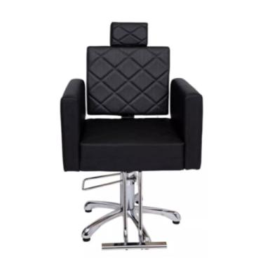 Imagem de Cadeira Poltrona De Salão De Beleza Cabeleireiro Hidráulica Evidence Encosto Fixo (Preto)