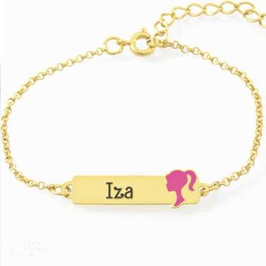 Imagem de Pulseira Feminina Personalizada Nome Iza Banhada Ouro 18K - 999002362