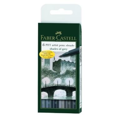 Imagem de A&G Estojo de Canetas Artísticas Pitt Pincel 6 Canetas, Faber-Castell, Tons Cinza, Faber-Castell, 167104N, Tons Cinza