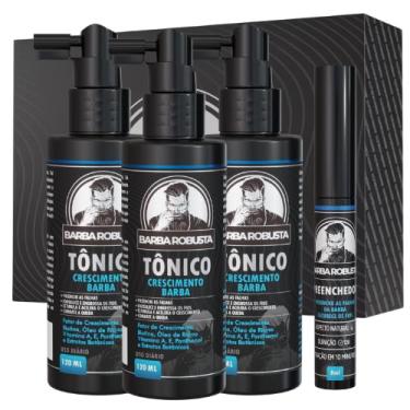 Imagem de Barba Robusta Kit Tônico Crescimento de Barba E Preenchedor Para Preencher as Falhas da Barba