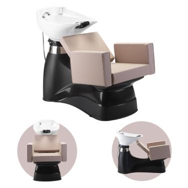 Imagem de Lavatório de Cabelo Salão de Beleza Cabelereiro Barbeiro Profissional Com Apoio para Pés Rose