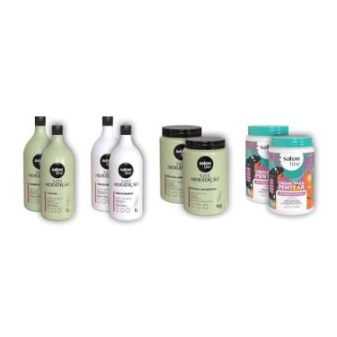 Imagem de Salon Line, Kit Duplinha com Shampoo, Condicionador e Máscara SOS Hidratação e Creme de Pentear Definição Máxima, Veganos - Para Cabelos Cacheados e Crespos, 1 L e 1 kg