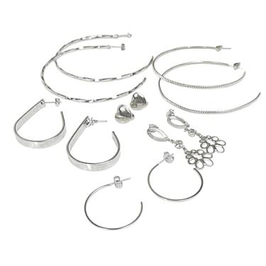 Imagem de Brincos Femininos Cor Prata Kit 6 Pares Folheados Niquelados Modelos Variados