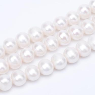 Imagem de Ornazy 50 peças de pérolas redondas naturais de 8 a 9 mm, pérolas de água doce, contas espaçadoras soltas para fazer joias, colar, pulseira, artesanato