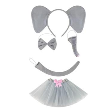 Imagem de LCSVCCXA Fantasia de Elefante Fofa para Crianças para Festivais, Ano Novo, Aniversários, com Saia de Laço Rosa