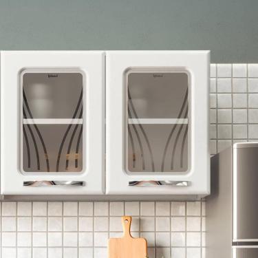 Imagem de Armário De Cozinha De Aço Aéreo Duplo Star Com Vidro - Branco Branco
