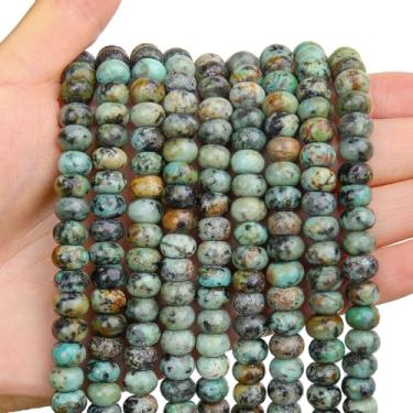 Imagem de BONNY BOXX 1 fio natural 5 * 8 mm contas de rondelle turquesa africana, contas de pedra de disco de ábaco natural, pedra preciosa espaçadora solta para pulseira faça você mesmo, colar de joias