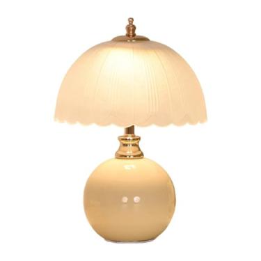 Imagem de Gralara Lâmpada de cogumelo para quarto, abajur de cabeceira, luminária de mesa de cabeceira para uso doméstico e de mesa, Amarelo