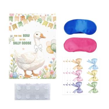 Imagem de Baoblaze Artigos para festa com tema de ganso, prendedor de gravata borboleta, pôster grande para crianças, jogo de festa de ganso para crianças, jogos para