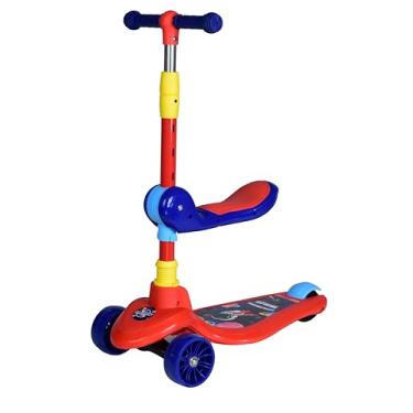 Imagem de Patinete Infantil com Assento, 3 Rodas, Uni toys, Função 2 em 1, Cor Azul e Vermelho