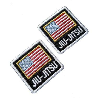 Imagem de ATM152Tx2 Jiu-Jitsu Bandeira EUA Patch Bordado Termo Adesivo - BR44