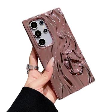Imagem de Caseative Capa para Samsung Galaxy S23 Ultra, capa de telefone macia com padrão ondulado galvanizado ondulado plissado (rosa, S23 Ultra)
