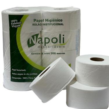 Imagem de Papel Higiênico 100% Celulose Virgem Rolão 300 Metros C/8
