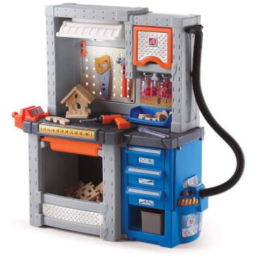 Imagem de Bancada de Ferramentas Interativas e Realistas com 50 Acessórios para Brincar e Aprender, Step2, Azul e Cinza