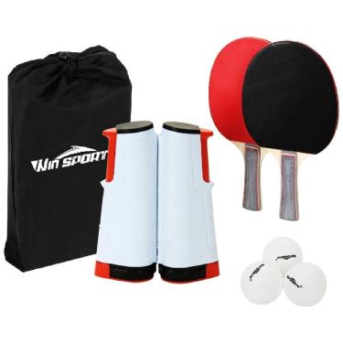 Imagem de Kit de Ping Pong com Mesa Portátil, 2 Raquetes, 3 Bolas e Estojo Compacto, WIN SPORTS, Preto