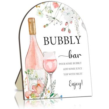 Imagem de Placa de bar borbulhante em aquarela, placa de bar Mimosa e Prosecco para festas, placas de coquetel para chá de noiva, placas de cartão de receita de coquetel, receita de coquetéis para chá de bebê