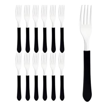 Imagem de Kit Jogo De 12 Garfos de Mesa - Conjunto de Garfos Sofisticados Com Lâminas Em Aço Inox, Durabilidade Profissional e Cabo Preto Para Restaurantes, Hotéis, Bufês, Cafés e Eventos