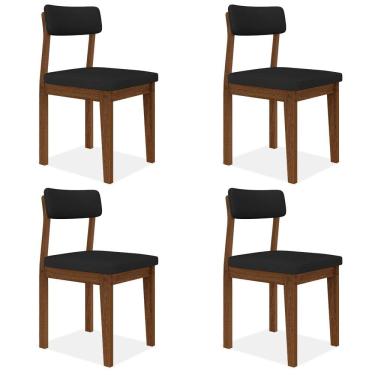 Imagem de Conjunto Com 4 Cadeiras Estofadas Utah Freijó/s.preto - M.a