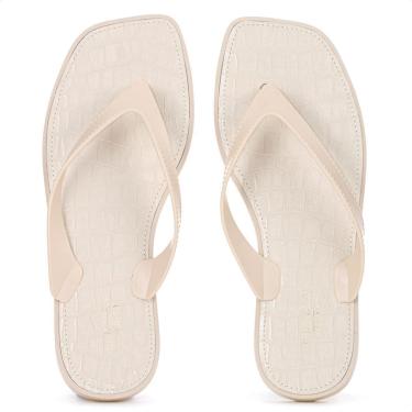 Imagem de Chinelo Brizza Arezzo Croco Rivieira Square Bege - Feminino-Feminino