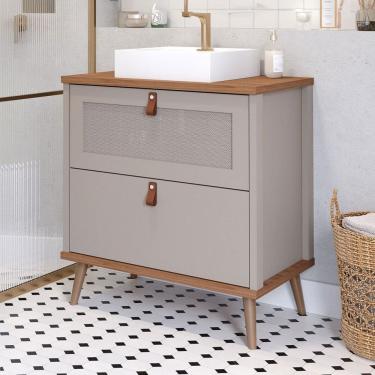 Imagem de Armário de Banheiro Veneto 60 Cm 1 Porta e 1 Gaveta 100% Mdf Cappuccino/Freijó - Mgm Móveis