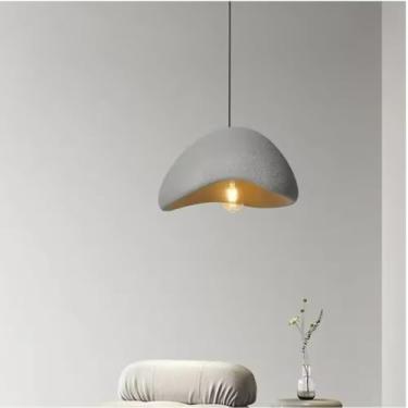 Imagem de OUFULA Simples moderno Wabi Sabi luz pendente para sala de estar Sala de Jantar Hotel Cafe Villa American Chandelier Lâmpada Suspensa Única Decoração Da Casa (A Cinza 1 PCS,L40cm)