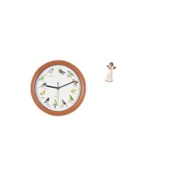 Imagem de Fenteer Relógio de Parede com Anjo E Pássaro Cantando, Escultura de Querubim, Figura de Resina, Relógio Decorativo Pendurado, Decoração para Cozinha, Casa, Sa